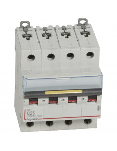 Disjoncteur DX³10000 16kA arrivée haute et départ bas à vis 4 Pôles 400V 25A courbe C 4 modules LEGRAND 409357 2