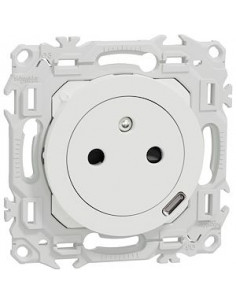 Odace prise 2P+T affleurante avec chargeur USB-C 18W Power Delivery blanc craie SCHNEIDER S920042 2