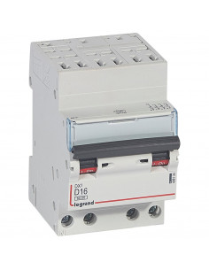 Disjoncteur DX³6000 arrivée haute automatique départ bas à vis 4 Pôles 400V 16A courbe D LEGRAND 408133