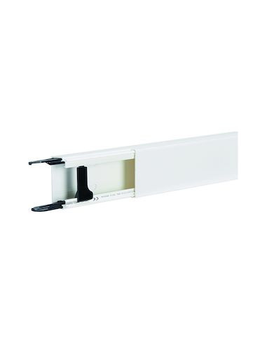 Goulotte lifea PVC h57mmxp30mm avec 2 éclisses et 4 agrafes M7239 RAL 9016 Pure HAGER LFF3006009016