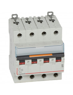 Disjoncteur DX³ 25kA arrivée haute et départ bas à vis 4 Pôles 400V 10A courbe C 4 modules LEGRAND 409793 2
