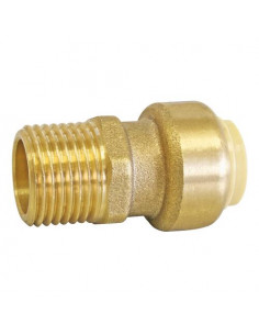 Raccord laiton à clipser pour cuivre ou PER ou Multicouche D12 Mâle 15/21