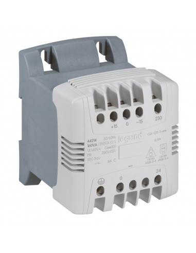 Transformateur de commande et sécurité à connexion à vis primaire 460V et secondaire 24V~ 250VA LEGRAND 044245