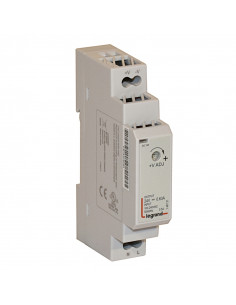 Alimentation modulaire à découpage monophasée entrée 100V à 240V et sortie 24V 15W 0,63A 1 module LEGRAND 146721