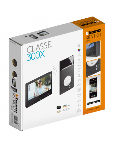 Kit Portier Classe 300X Noir + platine Linéa 3000 noire avec badges BTICINO BT363946