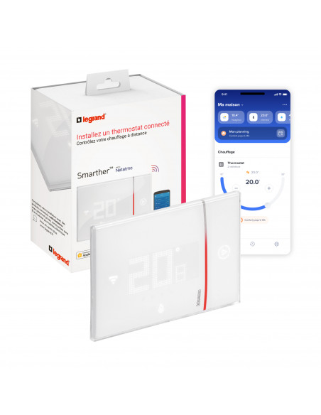Thermostat Smarther with Netatmo connecté à encastrer blanc LEGRAND 049038