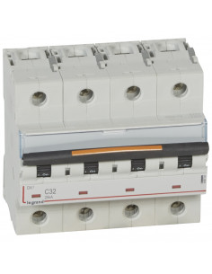 Disjoncteur DX³ 25kA arrivée haute et départ bas à vis 4 Pôles 400V 32A courbe C 6 modules LEGRAND 409797