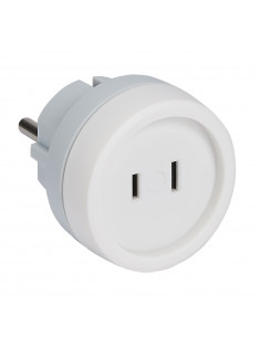 Adaptateur 2P15A-230V~ fiche standard américain sur prise française germanique LEGRAND 050388