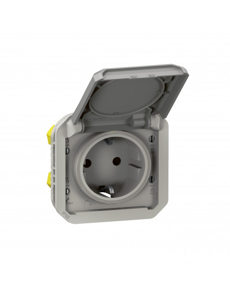 Prise de courant 2P+T Plexo version schuko composable Gris LEGRAND 069570L