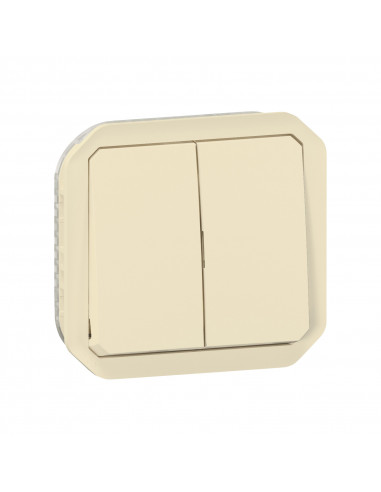 Commande double interrupteur ou poussoir Plexo composable sable LEGRAND 069691L
