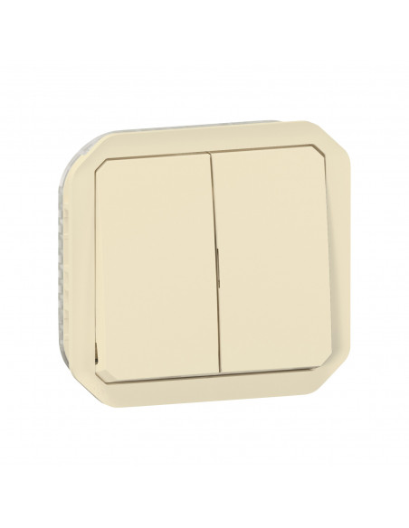 Commande double interrupteur ou poussoir Plexo composable sable LEGRAND 069691L