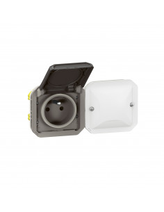 Prise de courant connectée Plexo with Netatmo 2 postes anthracite LEGRAND 069892L