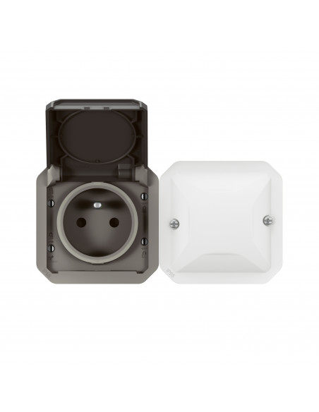 Prise de courant connectée Plexo with Netatmo 2 postes anthracite LEGRAND 069892L