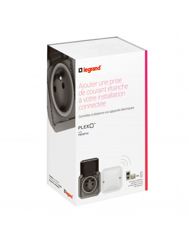 Prise de courant connectée Plexo with Netatmo 2 postes anthracite LEGRAND 069892L