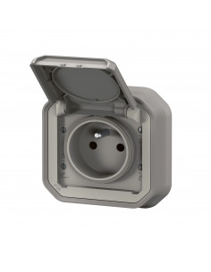 Plexo prise de courant standard F B gris encastré LEGRAND 070031L 2