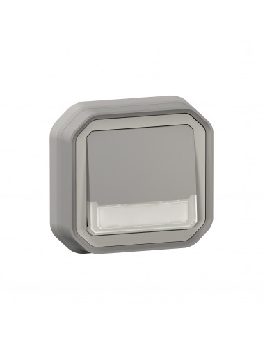 Plexo poussoir inverseur lumineux porte étiquette Gris encastré LEGRAND 070033L
