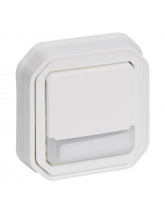 Plexo poussoir inverseur lumineux porte étiquette Blanc encastré LEGRAND 070035L