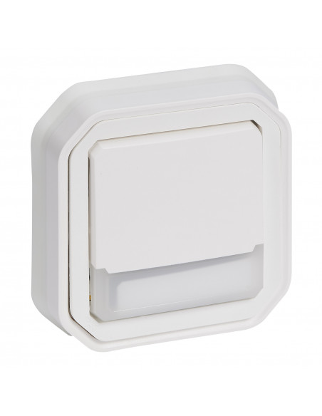 Plexo poussoir inverseur lumineux porte étiquette Blanc encastré LEGRAND 070035L