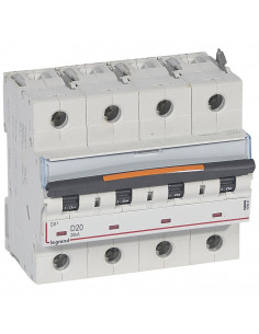 Disjoncteur DX³ 25kA arrivée haute/départ bas vis 4 Pôles 20A courbe D 6 modules LEGRAND 409847 2
