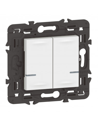 Interrupteur double avec Neutre connecté Mosaic with Netatmo sans plaque blanc LEGRAND 077702LA
