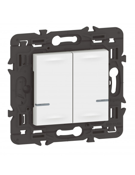 Interrupteur double avec Neutre connecté Mosaic with Netatmo sans plaque blanc LEGRAND 077702LA