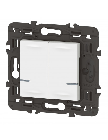Interrupteur double avec Neutre connecté Mosaic with Netatmo sans plaque blanc LEGRAND 077702LA