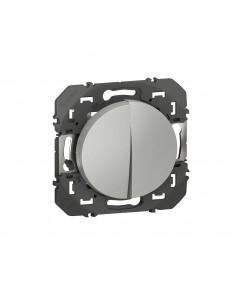 Interrupteur ou va-et-vient 10AX + poussoir 6A dooxie finition alu LEGRAND 095236