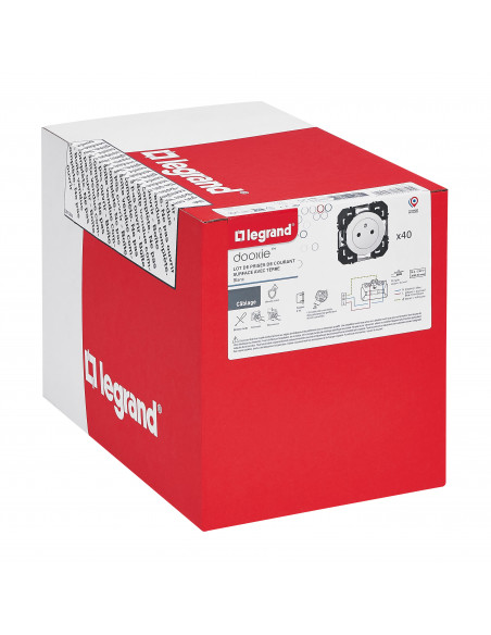 Lot dooxie 40 prises de courant Surface 2P+T composable Blanc LEGRAND 300460