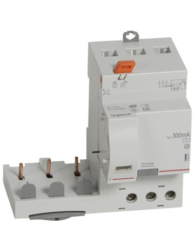 Bloc différentiel adaptable à vis DX³ pour disjoncteur 1 module par pôle 3 Pôles 400V~ 40A type AC 300mA LEGRAND 410474