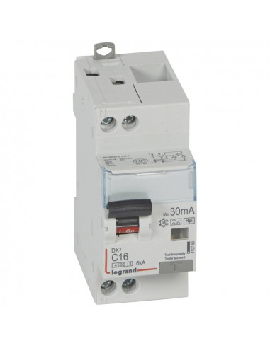 Disjoncteur différentiel DX³4500 à vis U+N 230V 16A type F 30mA courbe C 2 modules LEGRAND 410753