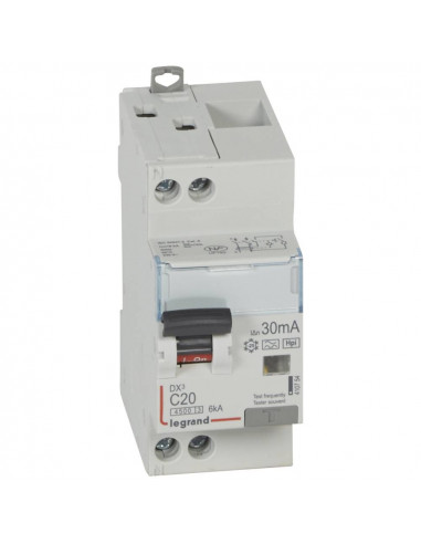 Disjoncteur différentiel DX3 à vis U+N 230V 20A type F 30mA courbe C 2 modules LEGRAND 410754