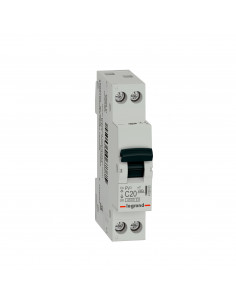 Disjoncteur PV³ Photovoltaïque AC 4500A arrivée et sortie borne à vis 1P+N 230V 20A courbe C 1 module LEGRAND 402663