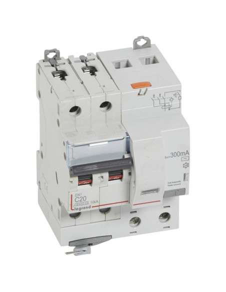 Disjoncteur différentiel monobloc DX³6000 10kA à vis 2 Pôles 400V 20A type AC 300mA LEGRAND 411173