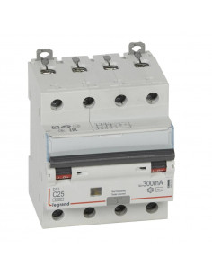 Disjoncteur différentiel monobloc DX³6000 10kA arrivée haute et départ bas à vis 4 Pôles 400V 25A type AC 300mA LEGRAND 411207 2