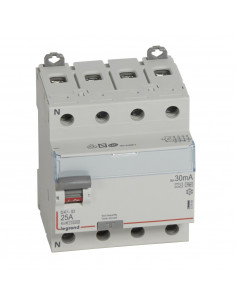 Interrupteur Différentiel DX³-ID Vis/Vis 4 Pôles 400V~25A Type HPI 30mA 4 Modules LEGRAND 411694 2