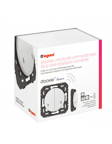 Cde double sans fils pour éclairage prise dooxie with Netatmo sans plaque blanc LEGRAND 600088A