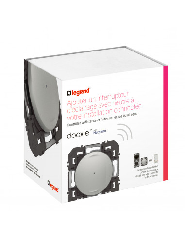 Interrupteur avec Neutre connecté dooxie with Netatmo sans plaque alu LEGRAND 600190A