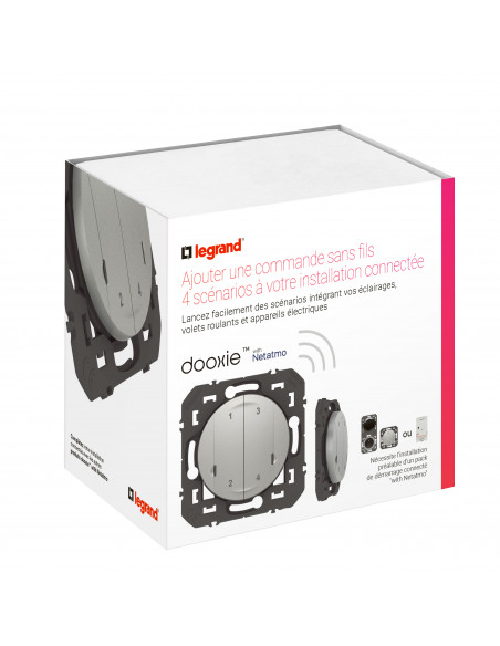 Commande sans fils 4 scénarios dooxie with Netatmo sans plaque alu LEGRAND 600191A