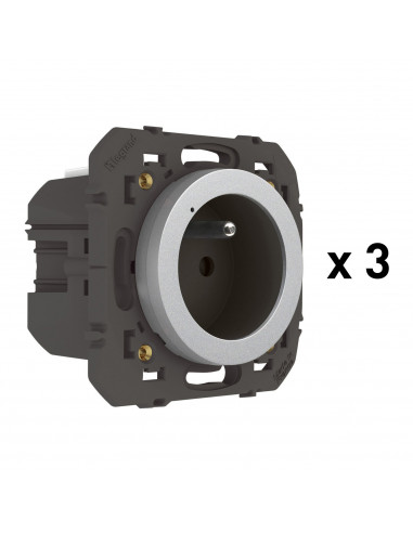 Pack 3 prises connectées dooxie with Netatmo 16A sans plaque alu LEGRAND 600798A