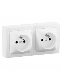 Double prise de courant avec terre précâblée Les Apparents Complet Blanc LEGRAND ALB3110WH