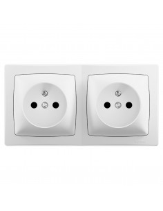 Double prise de courant horizontale avec terre Les Apparents Complet Blanc LEGRAND ALB3113WH 2