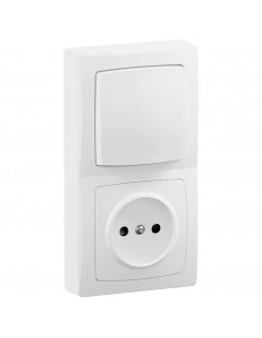 Interrupteur + prise sans terre vertical Les Apparents Complet Blanc LEGRAND ALB712WH