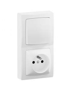 Interrupteur + prise avec terre vertical Les Apparents Complet Blanc LEGRAND ALB714WH