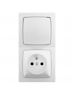 Interrupteur + prise avec terre vertical Les Apparents Complet Blanc LEGRAND ALB714WH 2