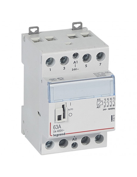 Contacteur de puissance CX³ commande manuelle bobine 24V~ 2 Pôles 400V~ 63A contact 4F 2 modules LEGRAND 412519