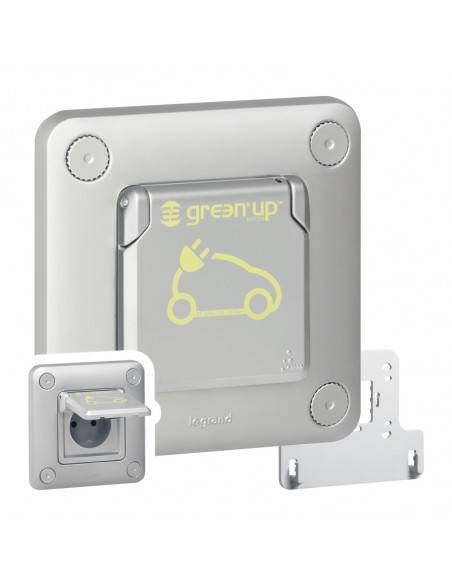 Prise de recharge pour VE Green'up Access avec volet IP55 IK10 Fixation saillie/encatrée Modes 1 ou 2 16A 230V LEGRAND 077897