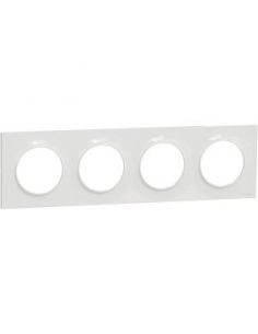 Plaque 4 postes H/V entraxe 71mm blanc Odace styl 2011 Schneider S520708