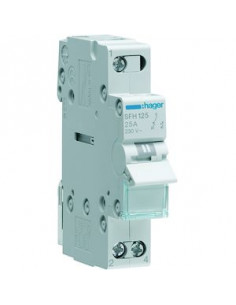 Inverseur modulaire 1 pôle 25A. point commun amont. I-II HAGER SFH125 2