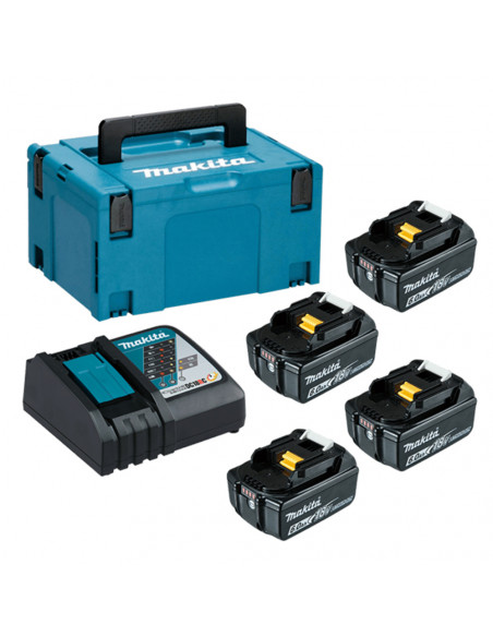 Pack énergie LXT 4xBL1860B, 1xDC18RC et 1xMAKPAC1 MAKITA 198140-7