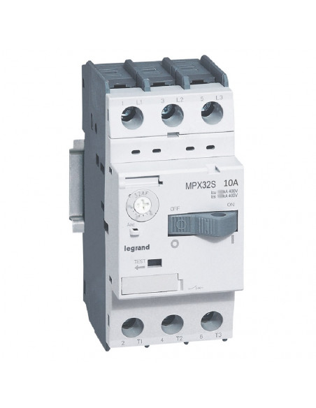 Disjoncteur moteur magnétothermique MPX³32S réglage thermique 6A à 10A pouvoir de coupure 50kA en 415V LEGRAND 417310